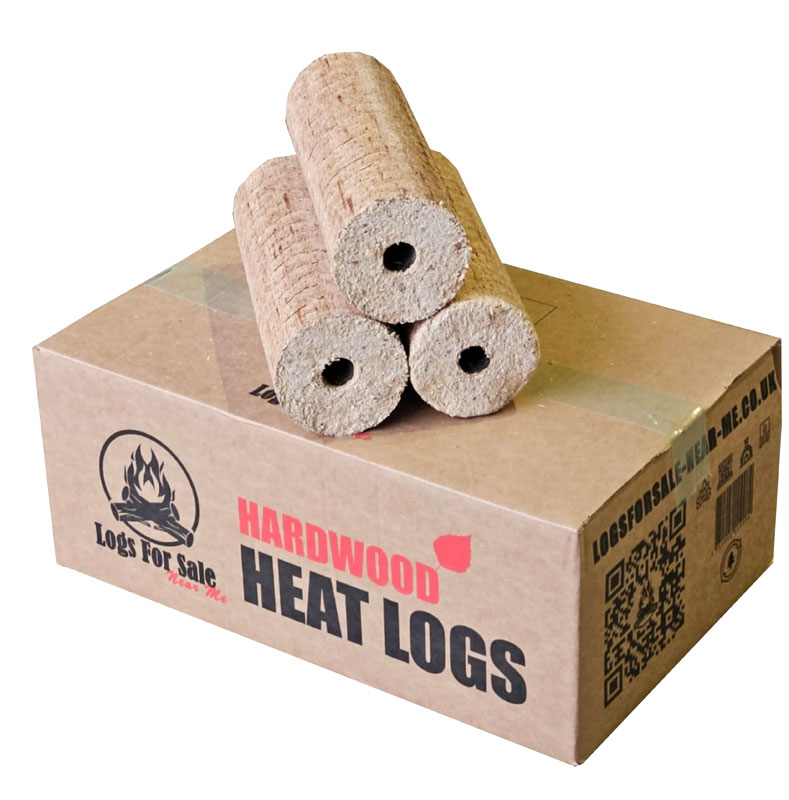 Cardboard boxes of Hardwood heat logs for sale near me