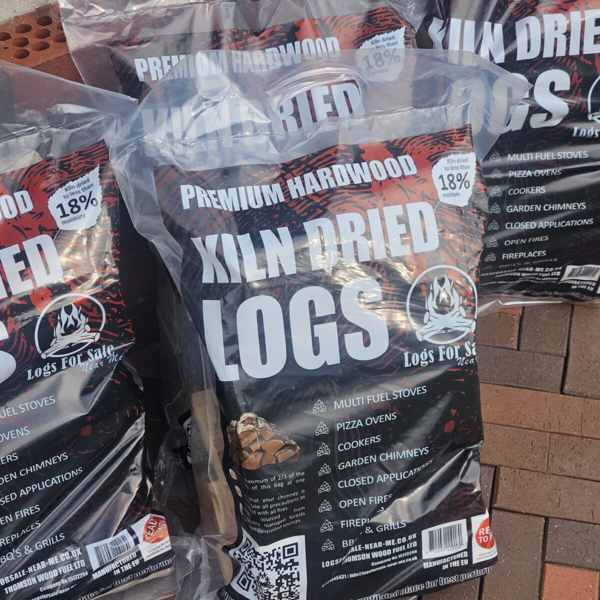 Premium kiln dried logs in plastic bag, pallet, Ready to Burn certified Premium kiln dried logs, Ready to Burn certified